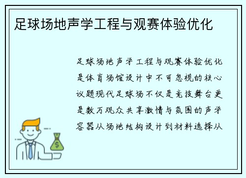 足球场地声学工程与观赛体验优化